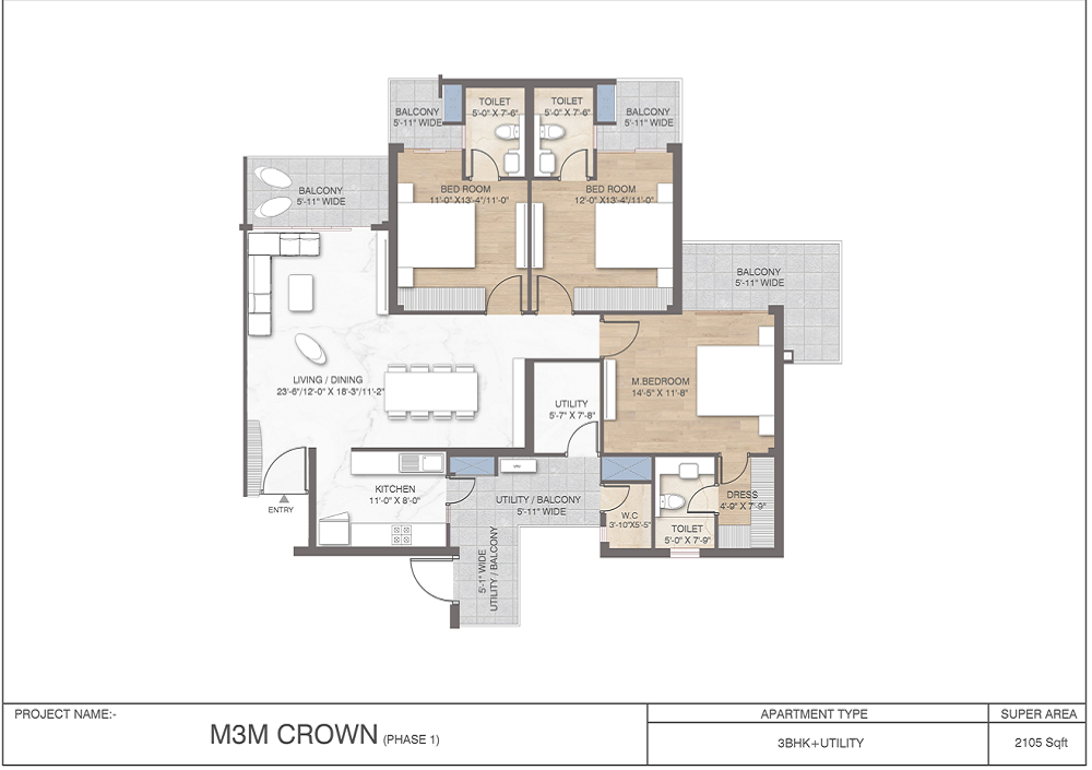 M3M Crown Floor plan